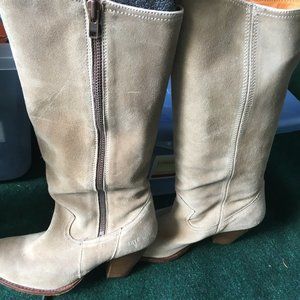 Frye sand suede western style zip boots